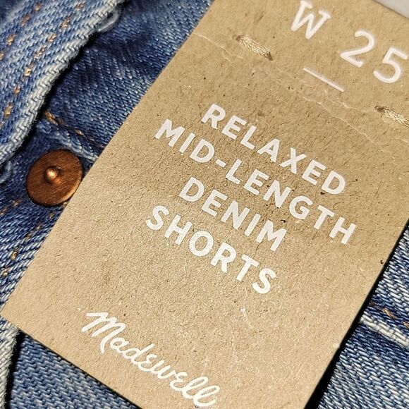 NWT Made Well relaxed mid length denim jean shorts kelton wash sz 25 - Picture 7 of 8